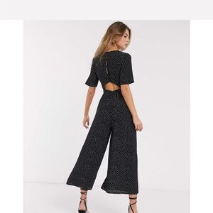 ASOS Black and White Polka Dot Jumpsuit Open Back